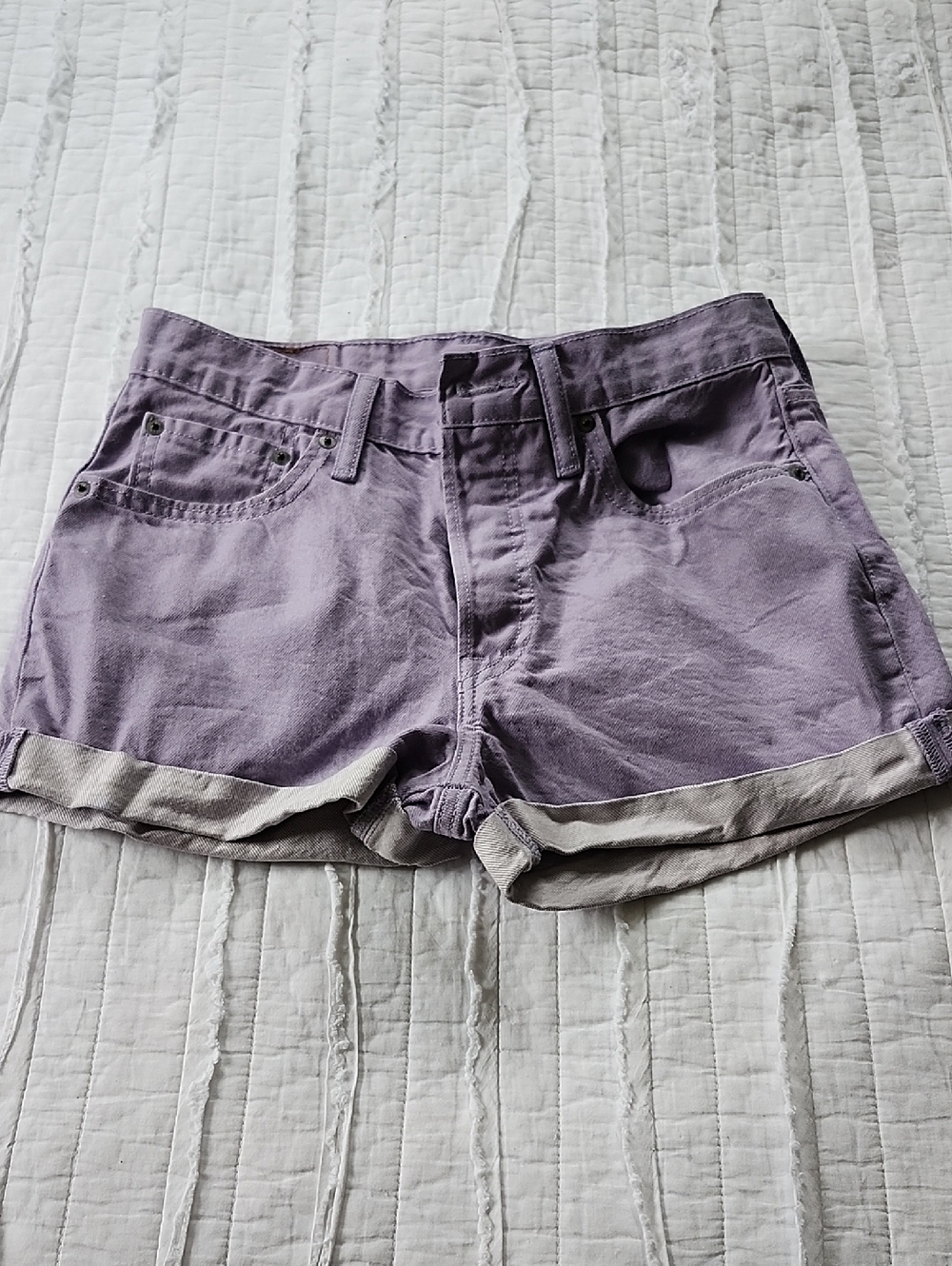 Levi's 501 Lavender Rolled Hem Denim Shorts